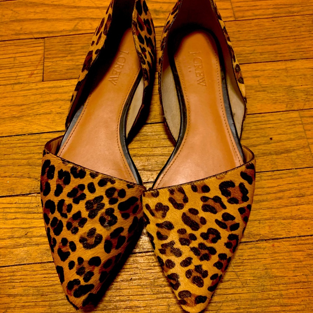 J crew calf hair leopard D’orsay flats